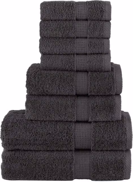Berkfield Home SOLUND 8 Piece Premium Cotton Terry Towel Set in Anthracite Black, 600 gsm
