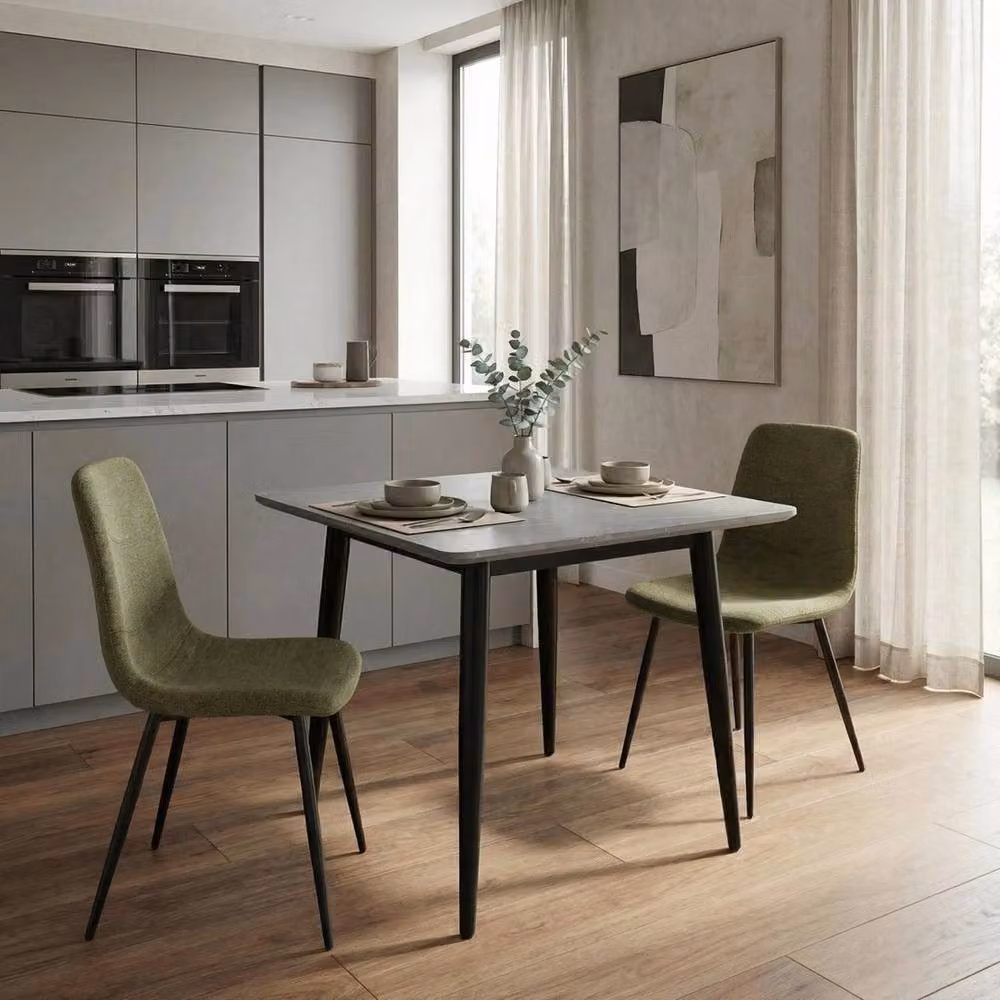 Havendro Set of 2 Light Green Chevron Metal and Fabric Industrial Dining Chairs – 3