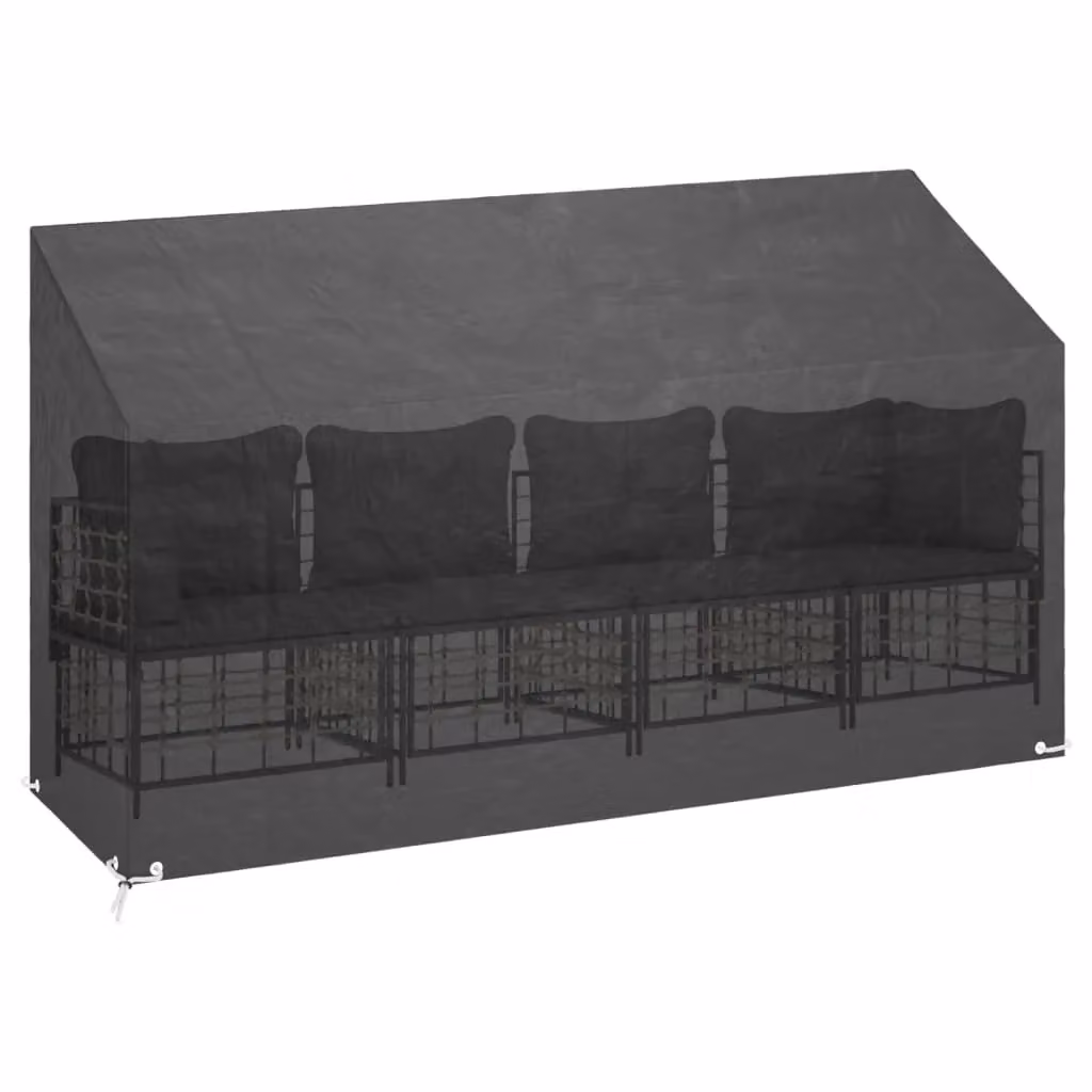 Berkfield Black Polyethylene Garden Bench Cover with 12 Eyelets, W: 210 cm, D: 70 cm, H: 70-88 cm – 2