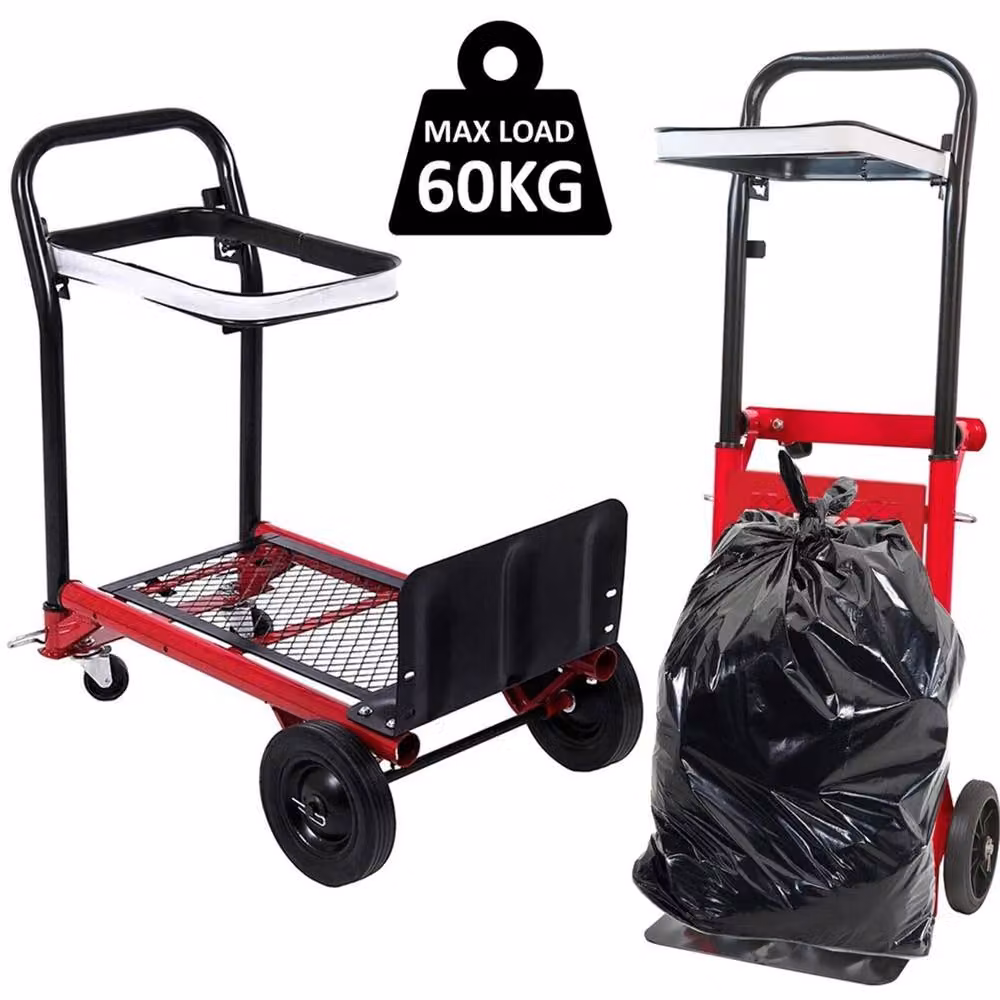 VOGREX Heavy Duty Folding Hand Cart Industrial Steel Sack Truck Trolley in Black – 3