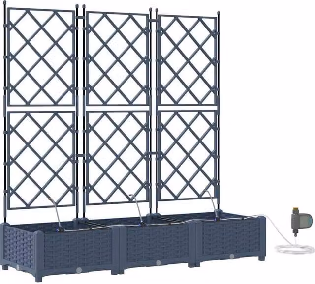 Berkfield Home Garden Planter Set with Water Irrigation System, 3 Pieces, Grey, Stainless Steel – 1