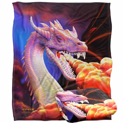 JQ Licensing Royce Mcclure Dragon Fire Silky Touch Super Soft Fleece Throw Blanket, White, W/D/H: 152 x 127 cm – 6