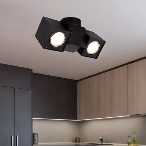 Netlighting Erin Twin Ceiling Spotlight in Matt Black with 2x GU10 Adjustable Lamps – 1