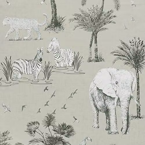 Arthouse Safari Lagoon Animal Print Wallpaper in Grey – 1