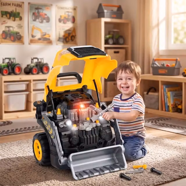 AIYAPLAY Kids Truck Engine Toy Set in Yellow