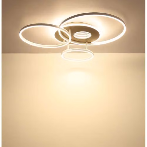 Globo Lighting Modern LED Ring Ceiling Light with Remote Control, Dimmable Timer and CCT in Beige and White, W/D/H: 40 x 70 x 13 cm – 3
