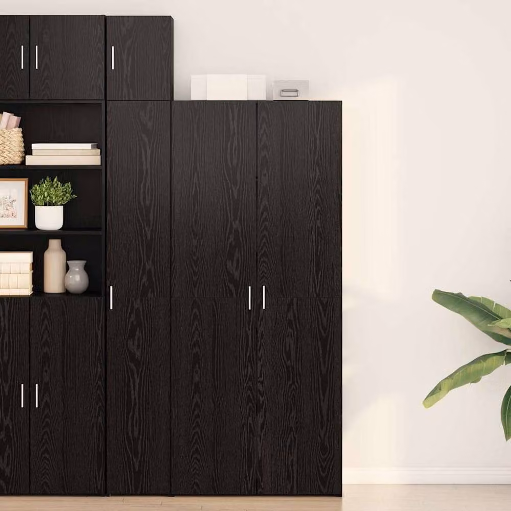 Berkfield Home Black Oak Highboard with Hinged Doors, W: 40 cm, D: 42.5 cm, H: 185 cm – 1
