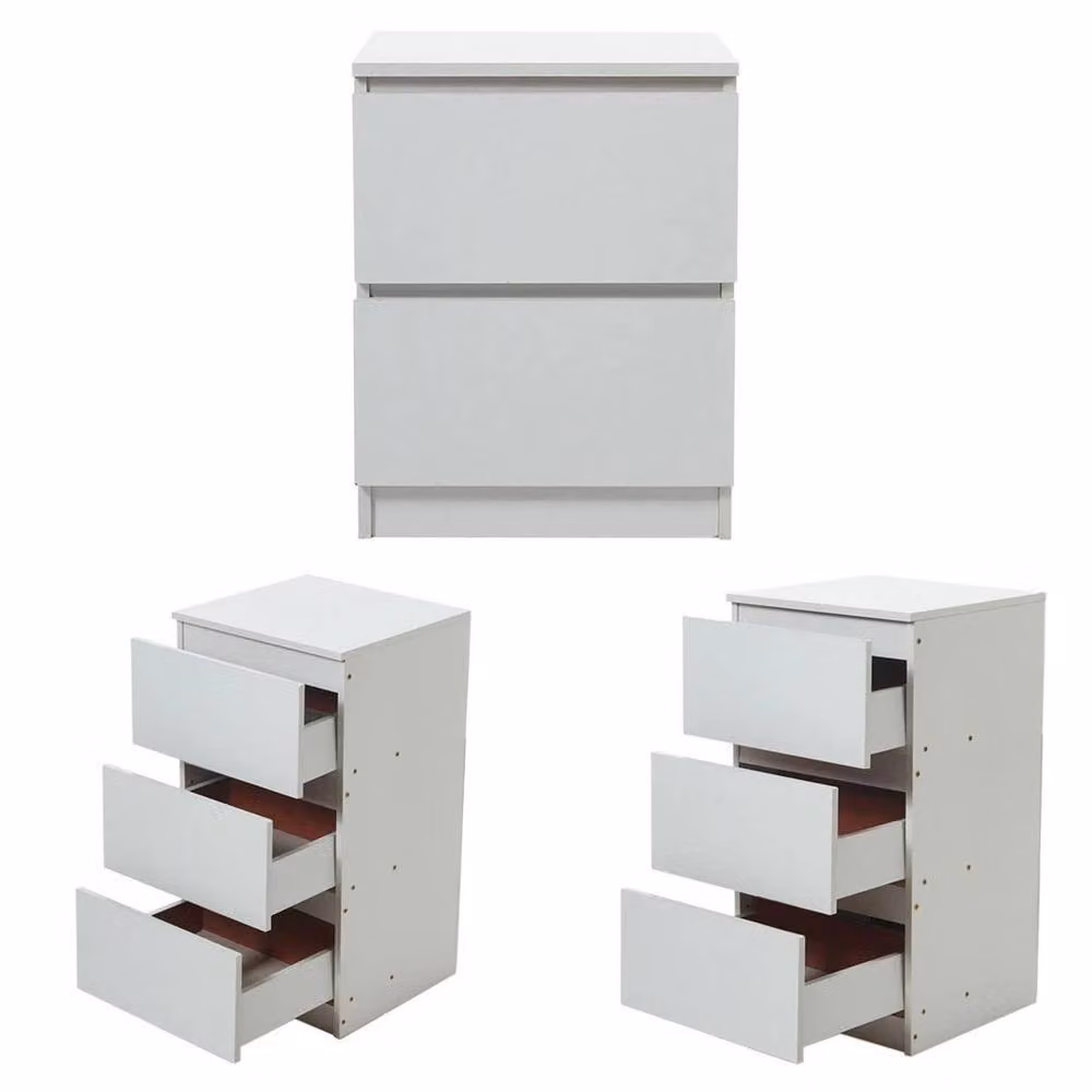 Kelvenix Modern 3 Drawer Bedside Table Cabinet in White – 2