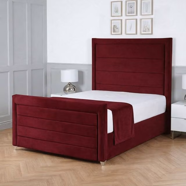 Living Comfort Bedz Selena Upholstered Velvet Gas Lift Storage Bed in Red, W/D/H: 180 x 200 cm – 1