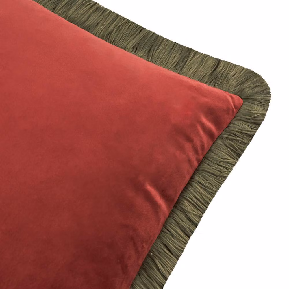 Furn Halo Fringed Velvet Cushion in Red, W/D/H: 50 x 50 x 50 cm – 2