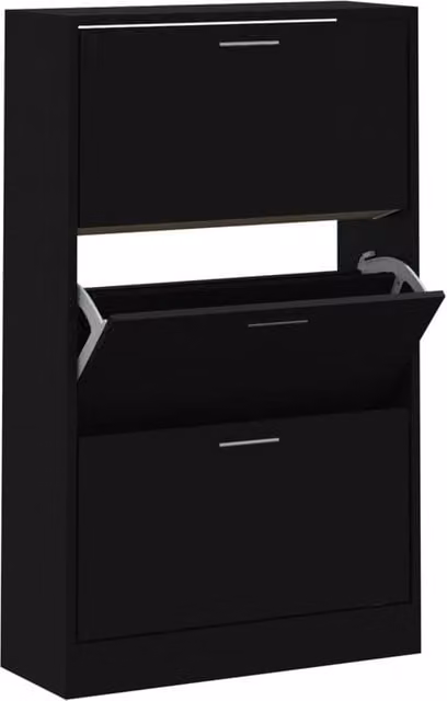 Berkfield Home Modern Black Shoe Cabinet with Tilting Compartments, W/D/H: 63 x 24 x 103 cm – 1