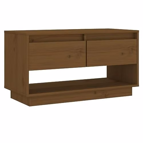 vidaXL Modern Solid Pine Wood TV Cabinet in Brown, W/D/H: 74 x 34 x 40 cm