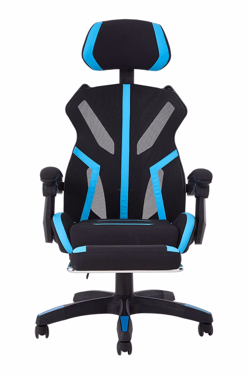 Living and Home Ergonomic High Back Gaming Office Chair with Footrest and Headrest in Blue and Black – 4