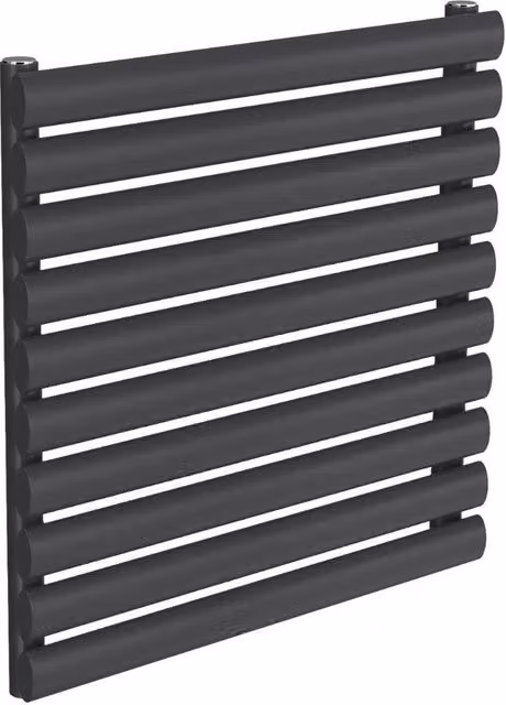 Bathroom Kingdom Nevah Anthracite Single Oval Steel Radiator, Grey, W: 59.0 cm, H: 60.0 cm, D: 5.9 cm