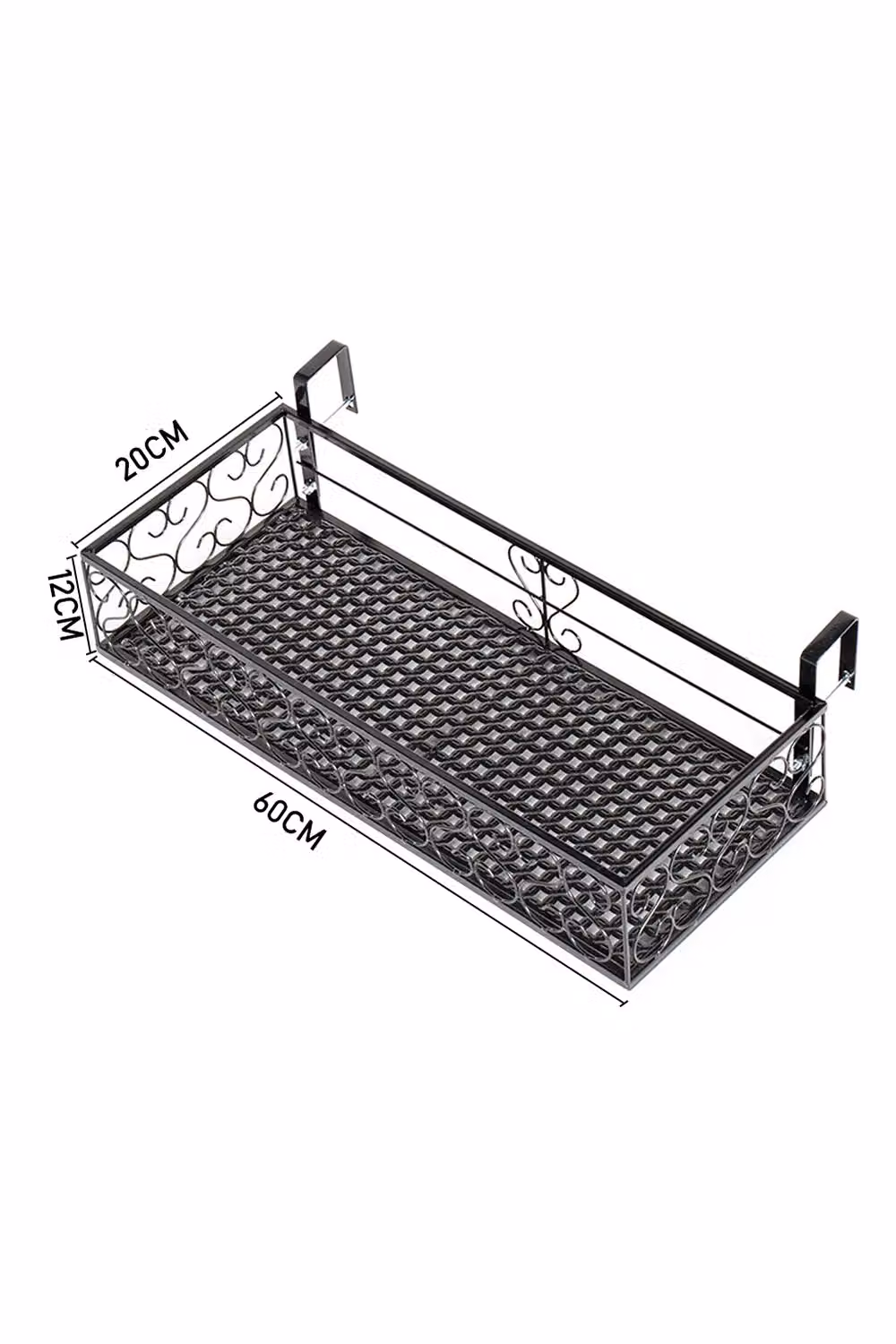 Living and Home Black Metal Hanging Window Box Planter with 2 Hooks, Width: 60 cm – 2