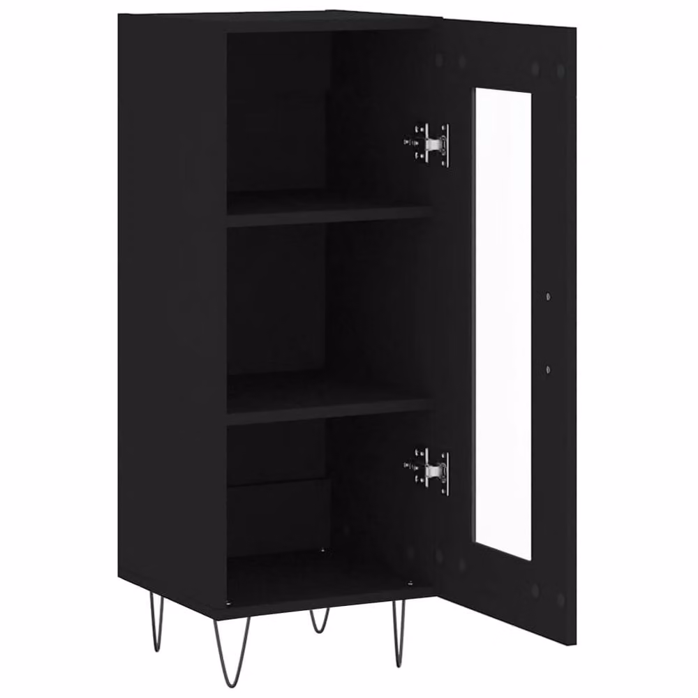 Berkfield Home Black Matt Sideboard with Glass Doors, W/D/H: 34.5 x 34 x 90 cm – 4
