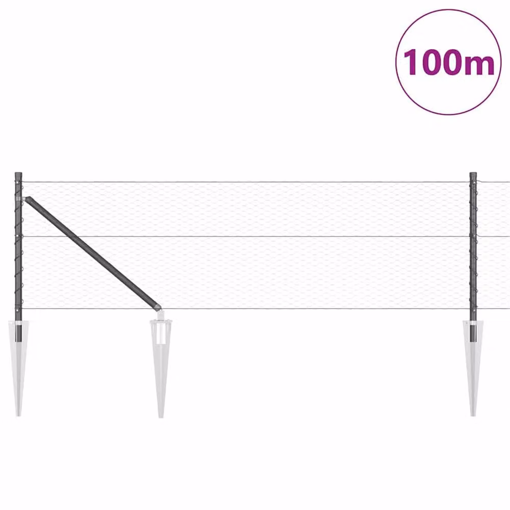 Berkfield Home Grey Steel Hexagon Fence, 0.6 x 100 m – 1