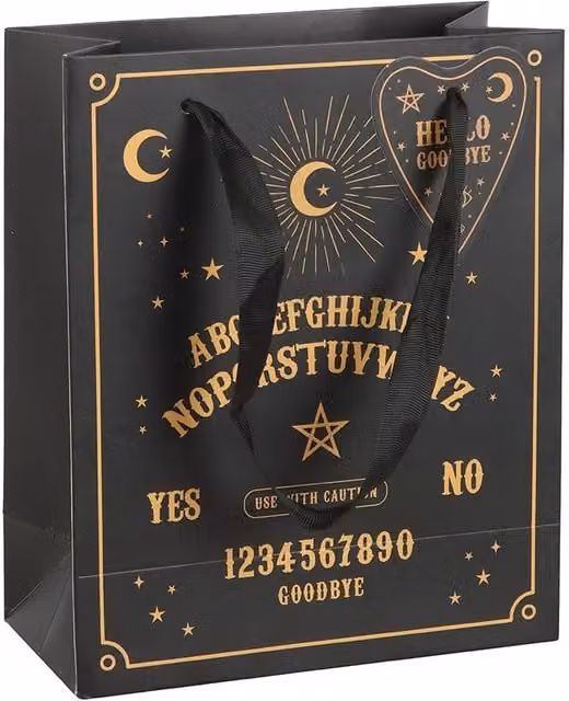 Kingsbury Gifts Black Talking Board Gift Bag with Gold Details, Medium