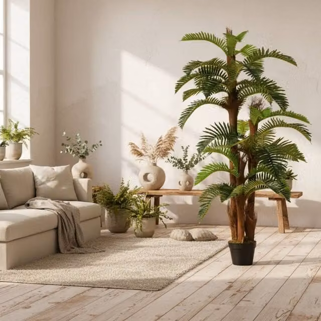 Wyld Haus Nohane Roma Artificial Green Fern Plant in Pot, W: 18 cm, D: 18 cm, H: 150 cm