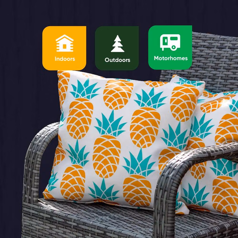 Gardenwize Pack of 2 Yellow Pineapple Print Outdoor Square Scatter Cushions – 5