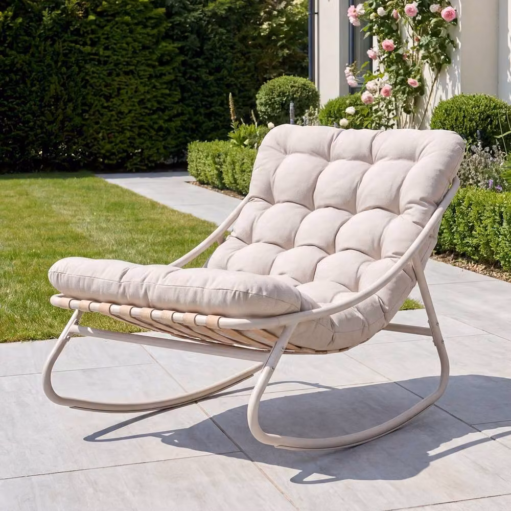 Artemis Home Softrock Outdoor Rocking Chair in Beige with Cushions – 3