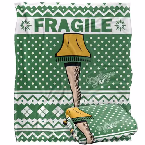 Warner Brothers A Christmas Story Multicolour Fleece Throw Blanket, W: 152 cm, D: 127 cm