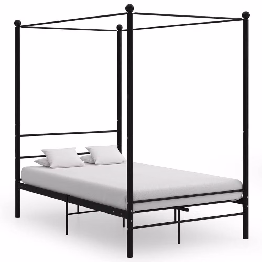 Berkfield Home Modern Black Metal Canopy Bed Frame W/D/H: 146 x 201 x 201 cm – 2
