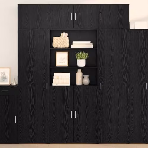 vidaXL Modern Highboard in Black Oak with Hinged Doors and Internal Shelves, W/D/H: 80 x 42.5 x 185 cm – 2