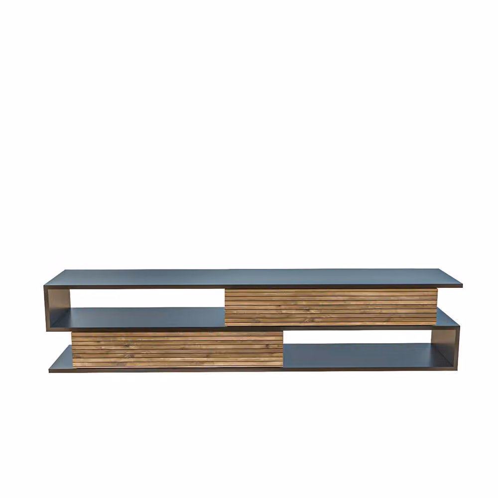Decorotika Cortez Modern Geometric TV Stand in Black – 2