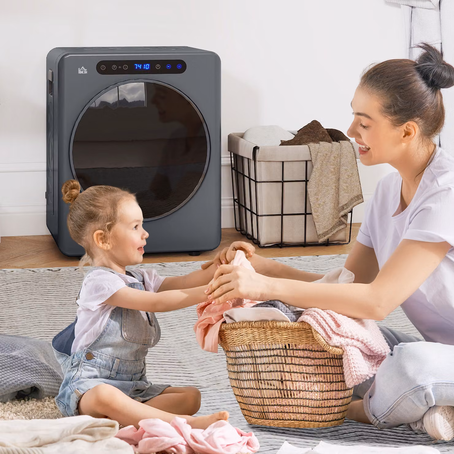 HOMCOM Compact 4kg Freestanding Tumble Dryer in Grey – 8