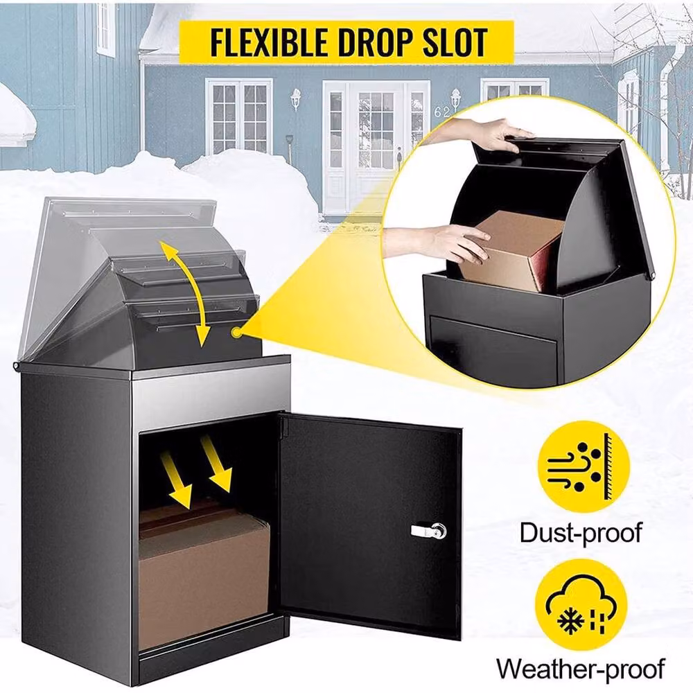 SPETLEK Extra Large Lockable Steel Parcel Delivery Drop Box, Wall Mounted, Black – 4
