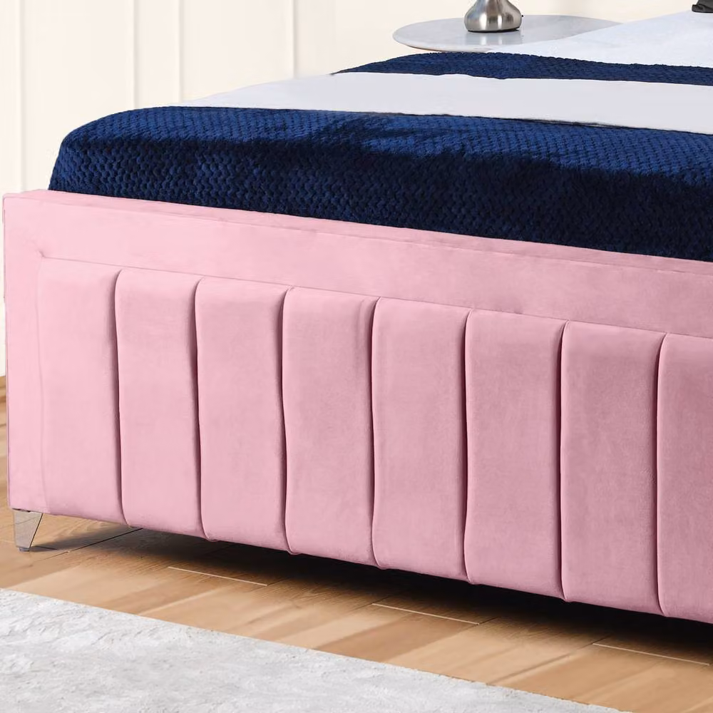 UK Bed Furniture Siarra Super King Ottoman Gas Lift Upholstered Velvet Bed in Pink – 3