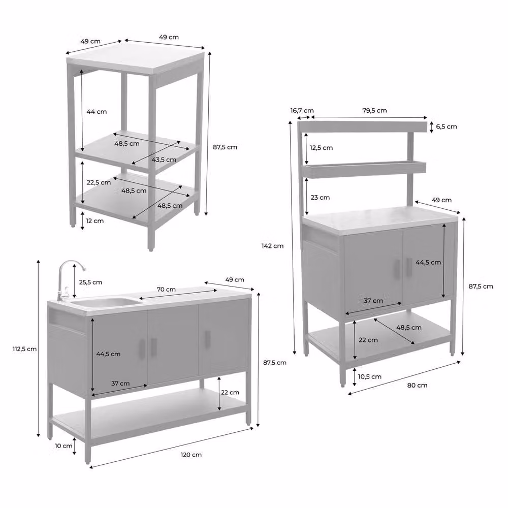 sweeek 3-Module Stainless Steel Outdoor Kitchen in Beige – 2