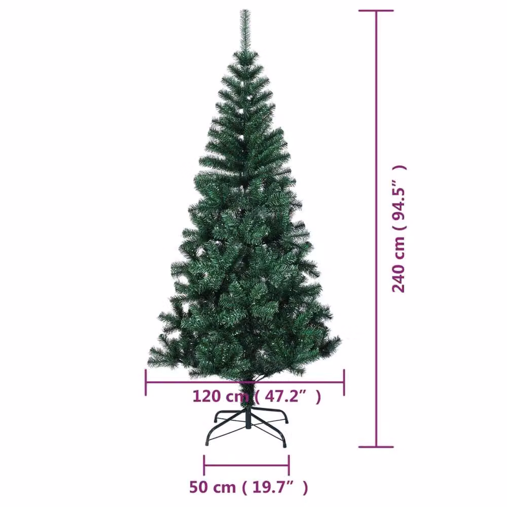 Berkfield Home Beautiful Artificial Christmas Tree with Iridescent Tips, Green, H 240 cm x W 120 cm x D 120 cm – 7