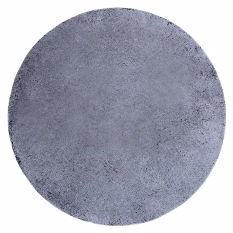 RugsX Lapin Round Faux Fur Rug in Black and Grey, Diameter: 100 cm