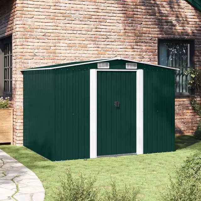 Berkfield Home Green Metal Garden Storage Shed with Sliding Doors and Side Vent, W/D/H: 257 x 205 x 178 cm – 1