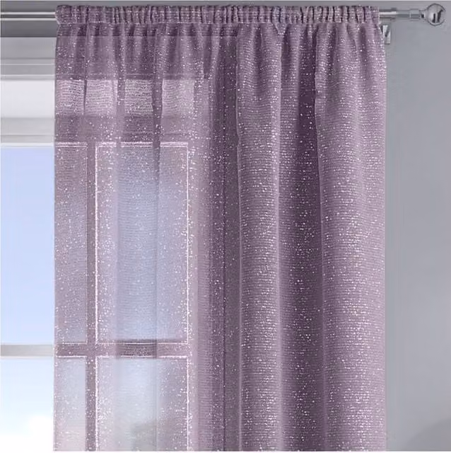 Velosso Alessandria Sheer Voile Fabric Panel in Mauve, Width: 137 cm, Drop: 122 cm