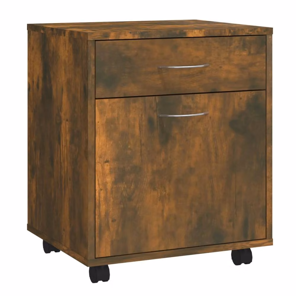 Berkfield Home Rolling Cabinet in Smoked Oak Brown, W/D/H: 45 x 38 x 54 cm – 2