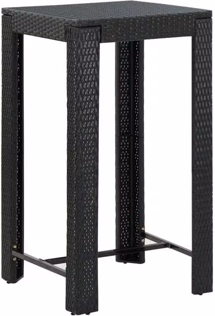Berkfield Home Garden Bar Table in Black Poly Rattan, W/D/H: 60.5 x 60.5 x 110.5 cm – 1