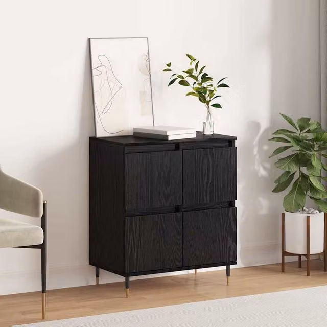 Berkfield Home Modern Black Sideboard with Storage Door, W/D/H: 60 x 35 x 70 cm – 1
