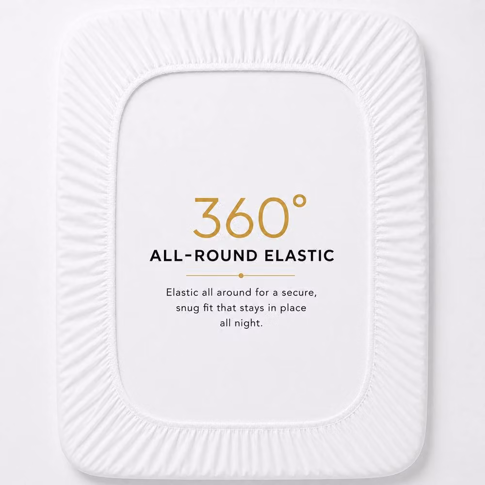 Grace 800 TC Egyptian Cotton Mako Satin Double Fitted Sheet in White, W/D/H: 140 x 200 x 35 cm – 2