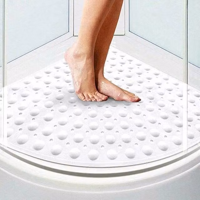 FLAVORA White Anti-Slip Corner Shower Mat, W: 50 cm, D: 80 cm, H: 54 cm