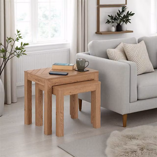 Seconique Leon Nest of 2 Tables in Light Oak