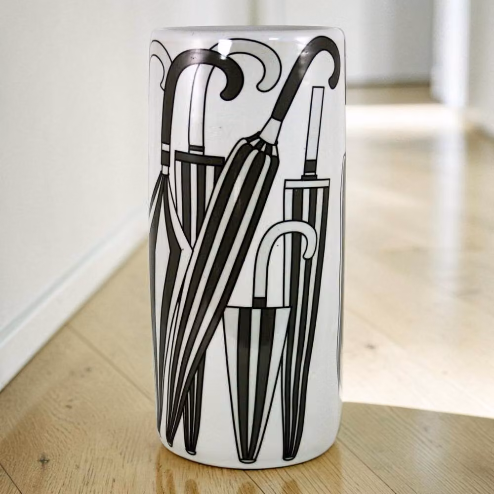 Four Candle Grey Umbrella Design Decorative Ceramic Stand in White, Height: 38 cm – 2