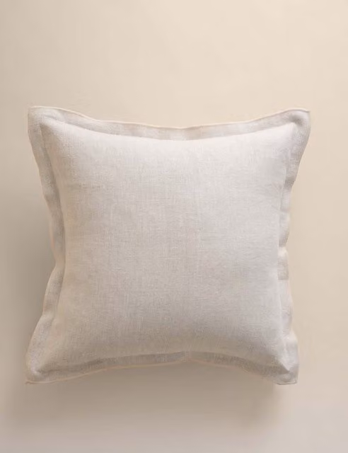 M&S Pure Linen Square Cushion in Beige with Feather Filling