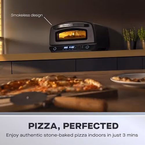 Daewoo Napolicasa 12 Inch Digital Electric Pizza Oven with Full Pizza Making Kit, Black – 3