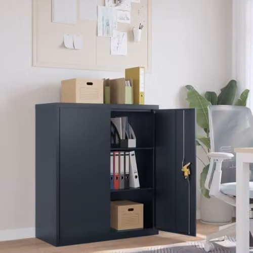 vidaXL Anthracite Steel File Cabinet with Lock and Adjustable Shelves, W/D/H: 90 x 40 x 105 cm – 2