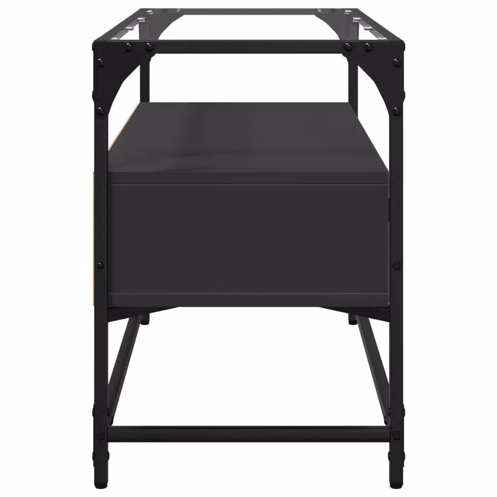 Berkfield Home Industrial TV Cabinet with Glass Top in Black, W/D/H: 80 x 35 x 51 cm – 3