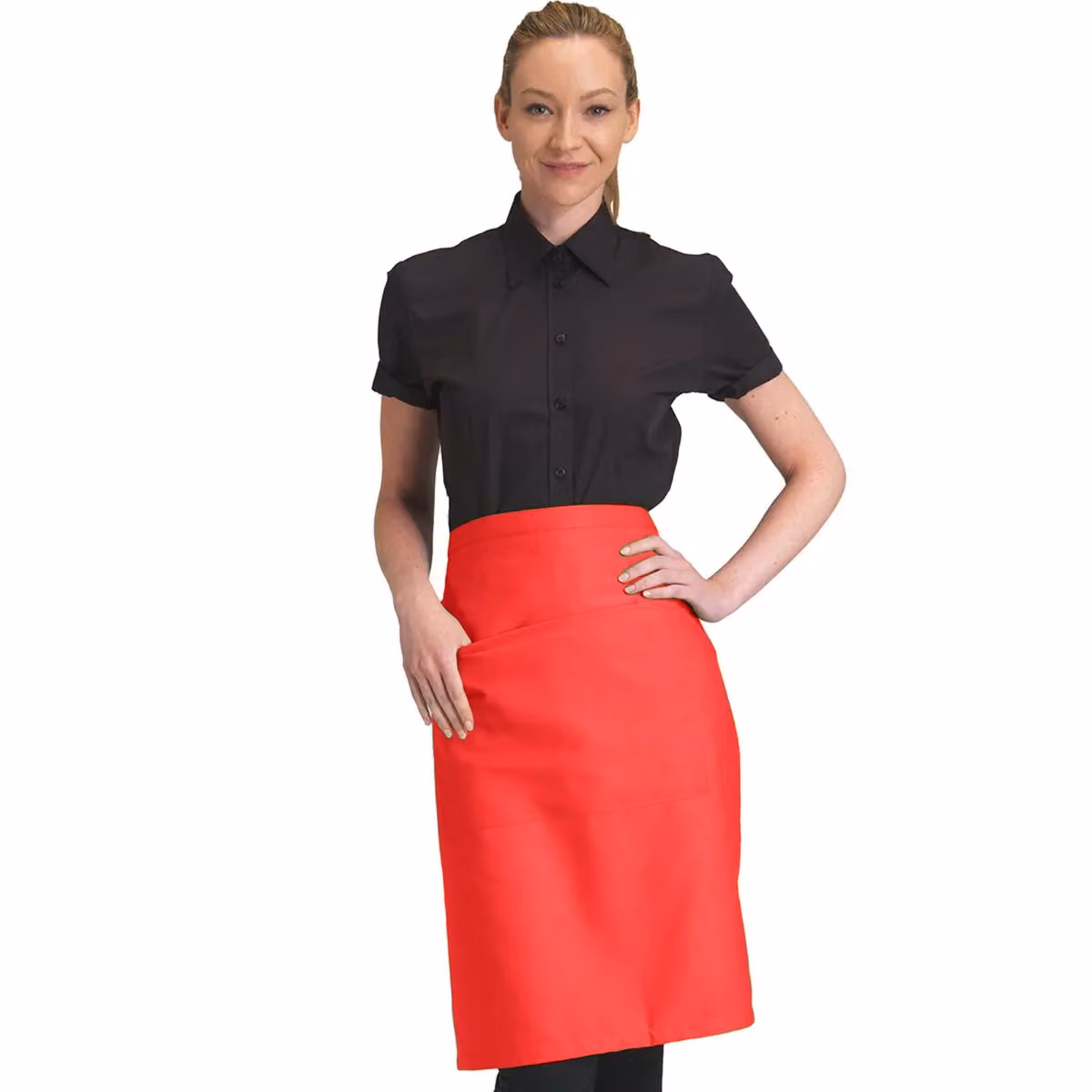 Dennys Catering Waist Apron with Pocket, Red, Pack of 2 – 2