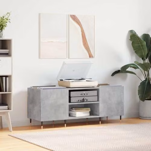 vidaXL Record Cabinet in Concrete Grey, W/D/H: 121 x 38 x 48 cm – 2